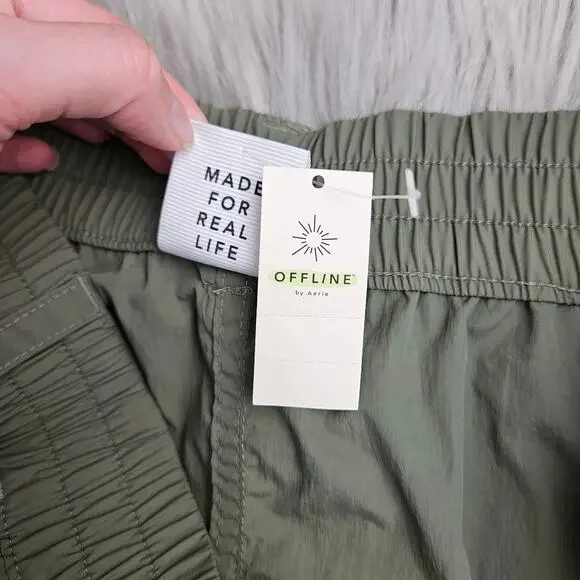New OFFLINE By Aerie Cargo Maxi Skirt Large Sage Green Utility Pocket Streetwear - Picture 5 of 14